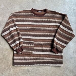 Brown Striped Pullover Sweater
